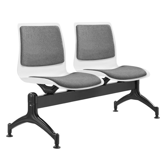 Pod 2 Seater Beam White Shell Upholstered inserts