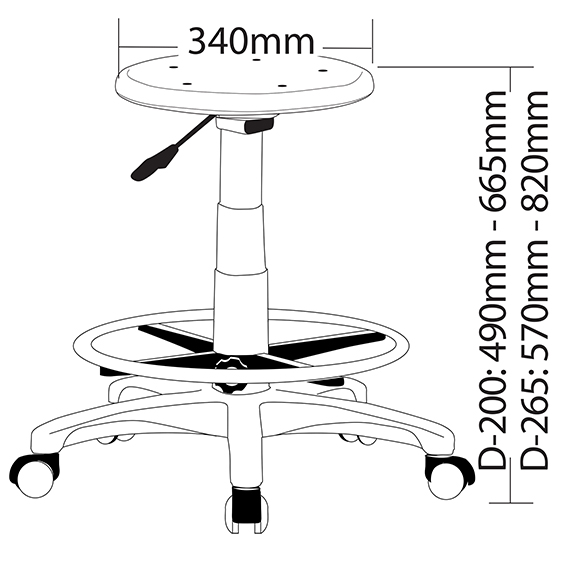 State no back PP Drafting Stool
