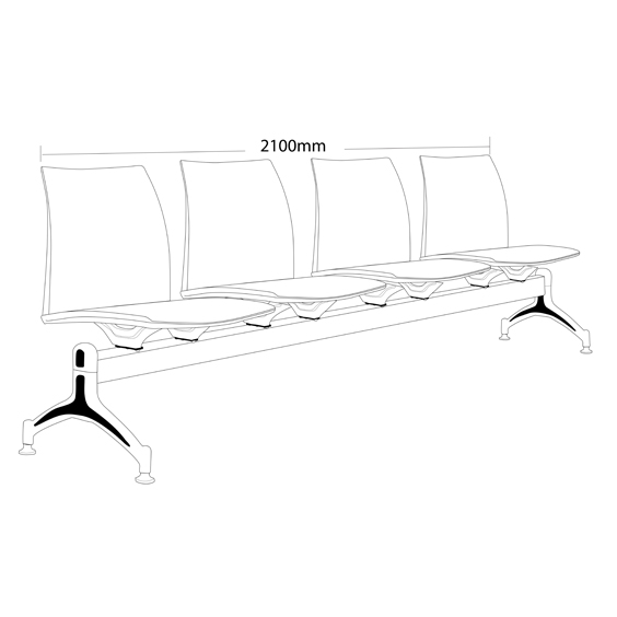 Vinn Mesh Back Upholstered 4 Seater Beam