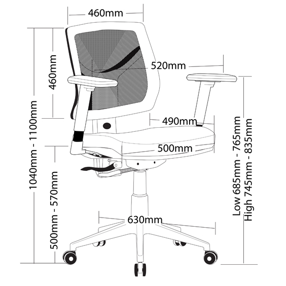 Vesta 200 Low Back with Arms