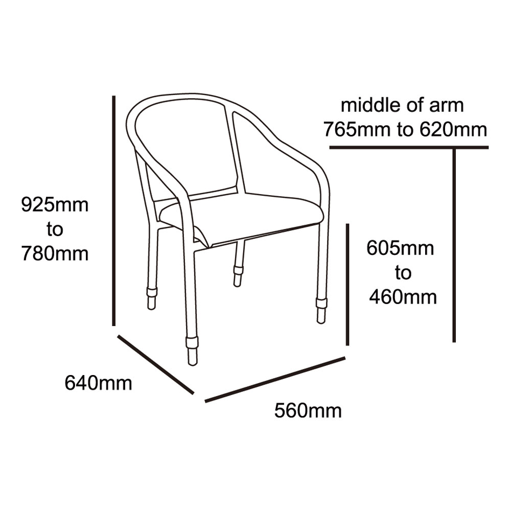 Kara 200 Arm Chair with Adjustable Legs