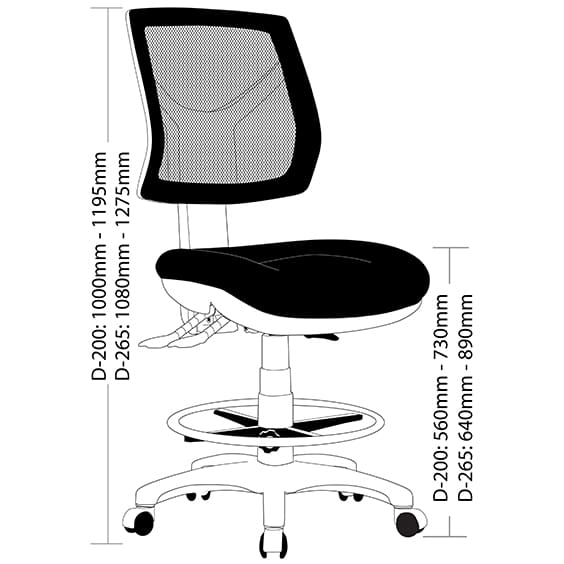 Rio Low Back Dafting Chair with Arms