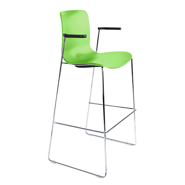Acti high stool, arms and chrome sled frame