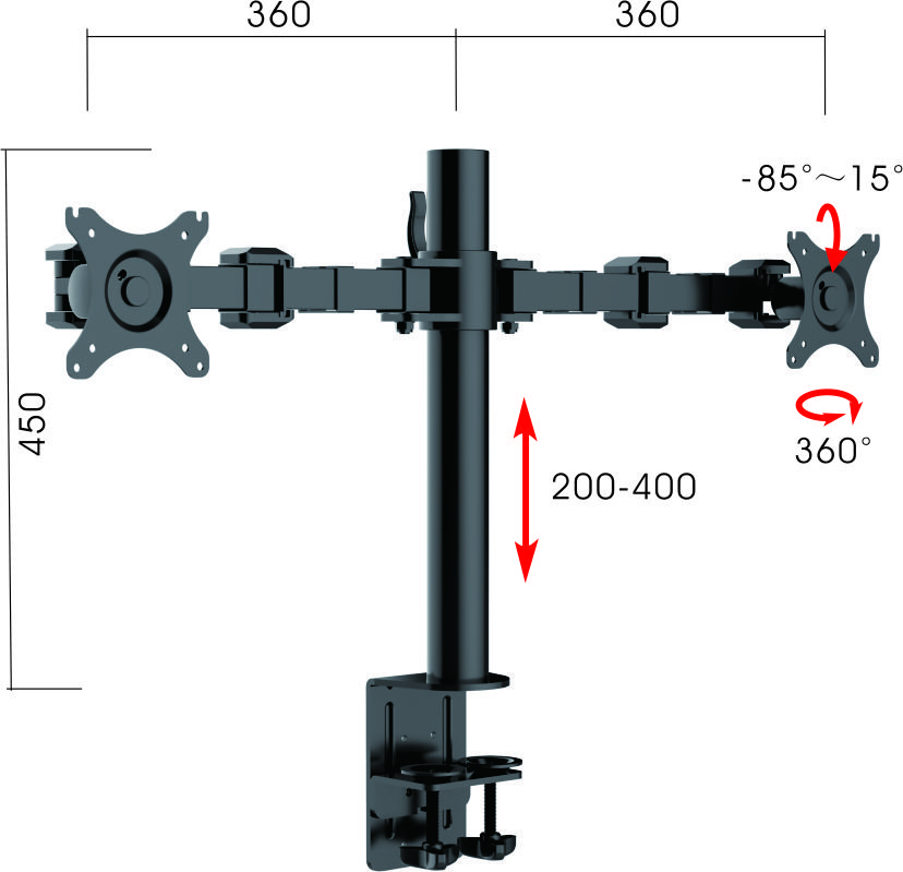 Revolve Pole Mounted Dual Monitor Arm