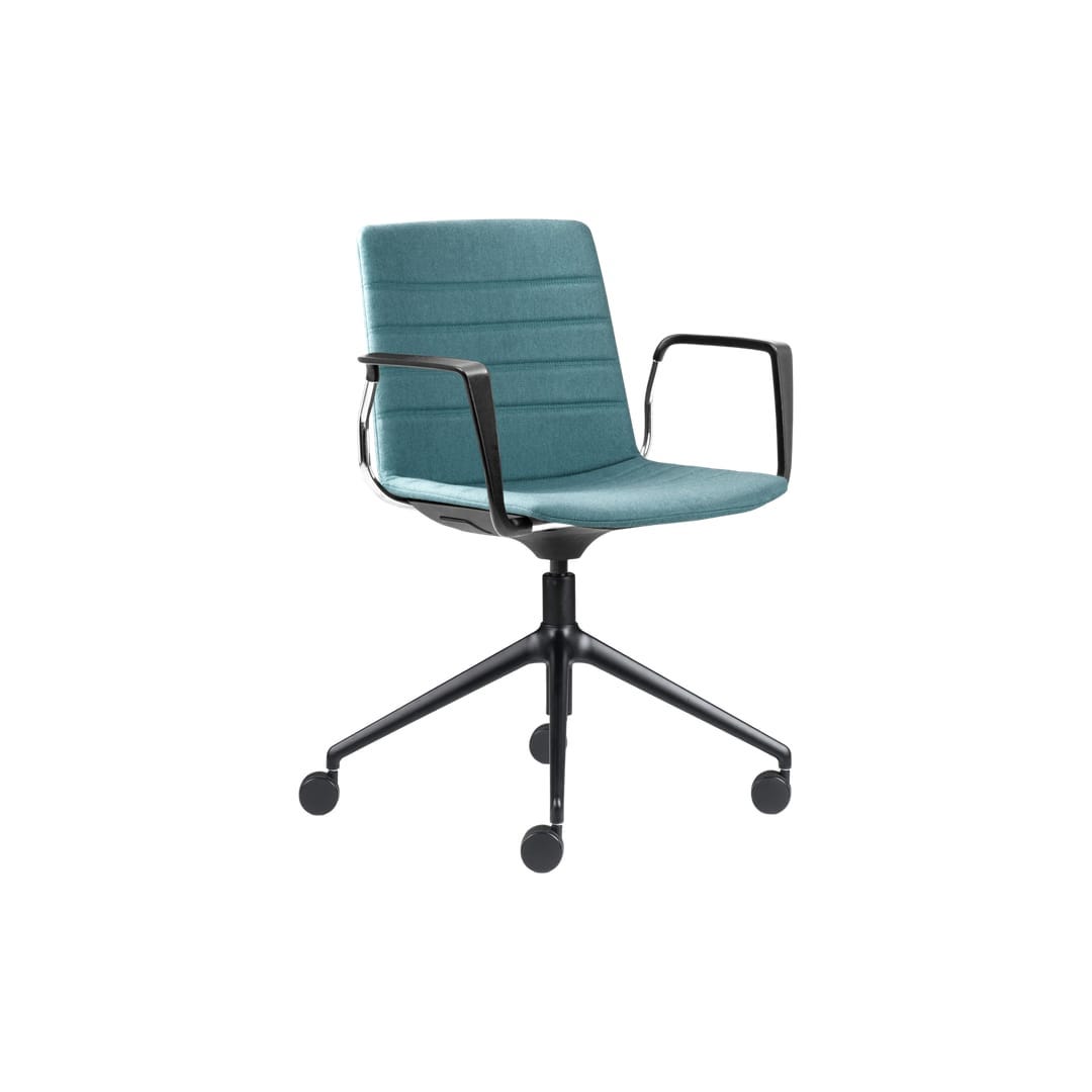 Jubel Castors Italian-4 Black Upholstered Feature Stitch Detail Arms