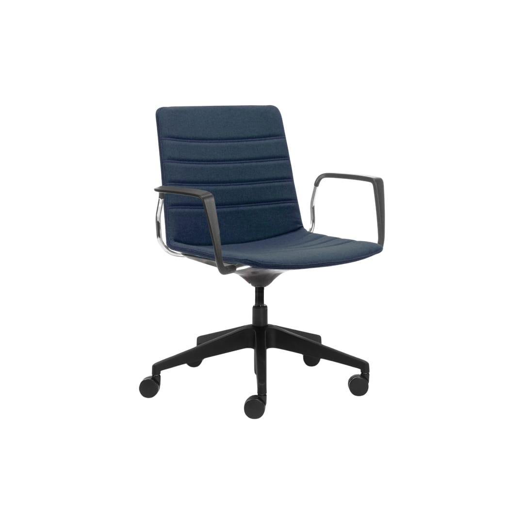 Jubel Castors Hi-Arch Black Upholstered Feature Stitch Detail Arms