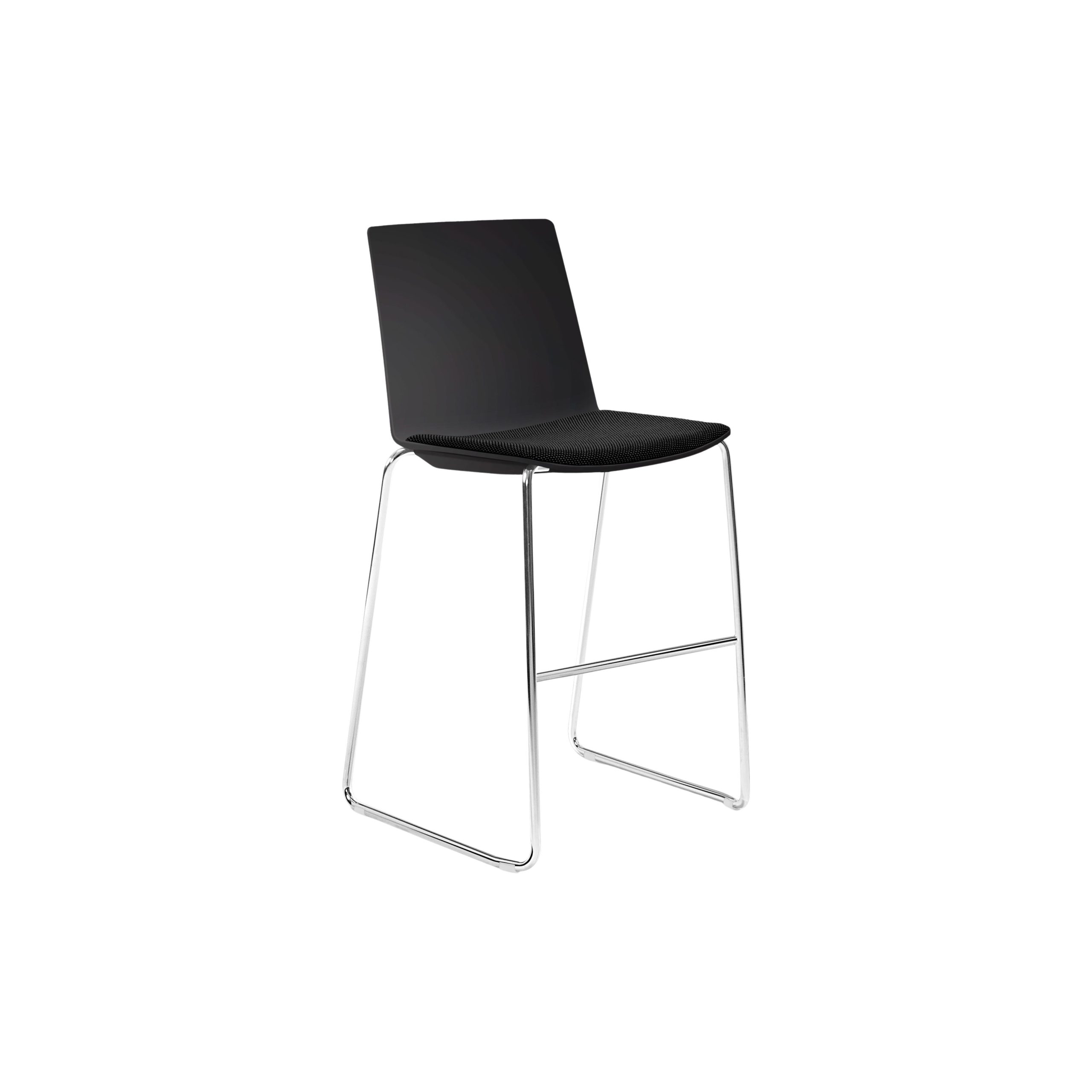 Jubel Stool 66 Chrome Sled Black Shell Seat Pad